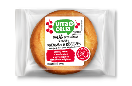 Koláč bezgluténový s náplňou krémovou a ríbezľovou 90g