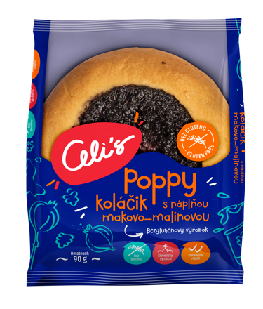 Poppy koláčik s náplňou makovo - malinovou 90g